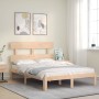 Bed frame with solid wood headboard 140x190 cm by , Beds and slatted bases - Ref: Foro24-3193511, Price: 121,63 €, Discount: %
