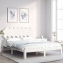 Weißer Massivholzbettrahmen mit Kopfteil 140x200 cm von , Betten und Lattenroste - Ref: Foro24-3193727, Preis: 144,76 €, Raba...