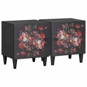 Cabinet de noche con puerta 2 pcs Negro 40 x 33 x 46 cm en Mesitas de noche | Comprar online en Foro24