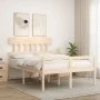 Double bed for seniors with solid wood headboard by , Beds and slatted bases - Ref: Foro24-3195386, Price: 131,59 €, Discount: %