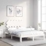 Double bed frame with white solid wood headboard by , Beds and slatted bases - Ref: Foro24-3193697, Price: 130,63 €, Discount: %
