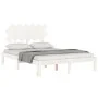 Double bed frame with white solid wood headboard by , Beds and slatted bases - Ref: Foro24-3193697, Price: 130,63 €, Discount: %