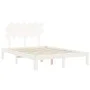 Estructura cama de matrimonio con cabecero madera maciza blanco de , Camas y somieres - Ref: Foro24-3193697, Precio: 130,63 €...