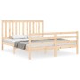 Double bed frame with solid wood headboard by , Beds and slatted bases - Ref: Foro24-3194251, Price: 154,36 €, Discount: %