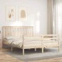 Estructura de cama de matrimonio con cabecero madera maciza de , Camas y somieres - Ref: Foro24-3194251, Precio: 152,19 €, De...