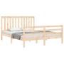 Double bed frame with solid wood headboard by , Beds and slatted bases - Ref: Foro24-3194251, Price: 154,36 €, Discount: %