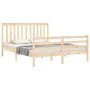 Estructura de cama de matrimonio con cabecero madera maciza de , Camas y somieres - Ref: Foro24-3194251, Precio: 152,19 €, De...