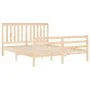 Double bed frame with solid wood headboard by , Beds and slatted bases - Ref: Foro24-3194251, Price: 152,19 €, Discount: %