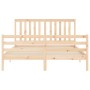 Double bed frame with solid wood headboard by , Beds and slatted bases - Ref: Foro24-3194251, Price: 154,36 €, Discount: %