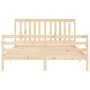 Double bed frame with solid wood headboard by , Beds and slatted bases - Ref: Foro24-3194251, Price: 152,19 €, Discount: %