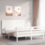 Weißer Massivholzbettrahmen mit Kopfteil 160x200 cm von , Betten und Lattenroste - Ref: Foro24-3195037, Preis: 177,34 €, Raba...