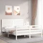 White solid wood bed frame with headboard 160x200 cm by , Beds and slatted bases - Ref: Foro24-3195037, Price: 175,07 €, Disc...