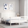 Weißer Massivholzbettrahmen mit Kopfteil 160x200 cm von , Betten und Lattenroste - Ref: Foro24-3195037, Preis: 177,34 €, Raba...