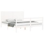 White solid wood bed frame with headboard 160x200 cm by , Beds and slatted bases - Ref: Foro24-3195037, Price: 177,34 €, Disc...