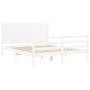 Weißer Massivholzbettrahmen mit Kopfteil 160x200 cm von , Betten und Lattenroste - Ref: Foro24-3195037, Preis: 177,34 €, Raba...