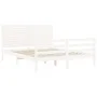 White solid wood bed frame with headboard 160x200 cm by , Beds and slatted bases - Ref: Foro24-3195037, Price: 175,07 €, Disc...
