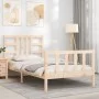 Bed frame with solid wood headboard 100x200 cm by , Beds and slatted bases - Ref: Foro24-3191961, Price: 116,04 €, Discount: %