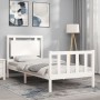 Weißer Massivholzbettrahmen mit Kopfteil 100x200 cm von , Betten und Lattenroste - Ref: Foro24-3192157, Preis: 148,30 €, Raba...