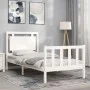 White solid wood bed frame with headboard 100x200 cm by , Beds and slatted bases - Ref: Foro24-3192157, Price: 145,79 €, Disc...