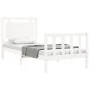 White solid wood bed frame with headboard 100x200 cm by , Beds and slatted bases - Ref: Foro24-3192157, Price: 145,79 €, Disc...