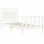 Weißer Massivholzbettrahmen mit Kopfteil 100x200 cm von , Betten und Lattenroste - Ref: Foro24-3192157, Preis: 148,30 €, Raba...