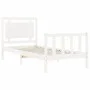 White solid wood bed frame with headboard 100x200 cm by , Beds and slatted bases - Ref: Foro24-3192157, Price: 145,79 €, Disc...
