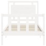 Weißer Massivholzbettrahmen mit Kopfteil 100x200 cm von , Betten und Lattenroste - Ref: Foro24-3192157, Preis: 148,30 €, Raba...