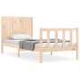 Single bed frame with solid wood headboard by , Beds and slatted bases - Ref: Foro24-3192581, Price: 106,26 €, Discount: %