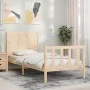 Single bed frame with solid wood headboard by , Beds and slatted bases - Ref: Foro24-3192581, Price: 103,18 €, Discount: %