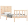 Single bed frame with solid wood headboard by , Beds and slatted bases - Ref: Foro24-3192581, Price: 106,26 €, Discount: %