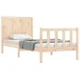 Single bed frame with solid wood headboard by , Beds and slatted bases - Ref: Foro24-3192581, Price: 103,18 €, Discount: %