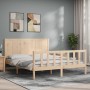 Estructura de cama de matrimonio con cabecero madera maciza de , Camas y somieres - Ref: Foro24-3192626, Precio: 178,83 €, De...