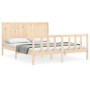 Estructura de cama de matrimonio con cabecero madera maciza de , Camas y somieres - Ref: Foro24-3192626, Precio: 178,83 €, De...