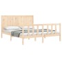 Estructura de cama de matrimonio con cabecero madera maciza de , Camas y somieres - Ref: Foro24-3192626, Precio: 178,83 €, De...