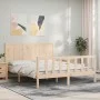 Double bed frame with solid wood headboard by , Beds and slatted bases - Ref: Foro24-3192626, Price: 176,06 €, Discount: %