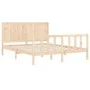 Double bed frame with solid wood headboard by , Beds and slatted bases - Ref: Foro24-3192626, Price: 176,06 €, Discount: %