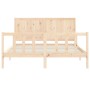 Double bed frame with solid wood headboard by , Beds and slatted bases - Ref: Foro24-3192626, Price: 178,83 €, Discount: %