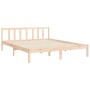 Double bed frame with solid wood headboard by , Beds and slatted bases - Ref: Foro24-3192626, Price: 178,83 €, Discount: %