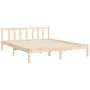Double bed frame with solid wood headboard by , Beds and slatted bases - Ref: Foro24-3192626, Price: 176,06 €, Discount: %