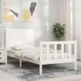 White solid wood bed frame with headboard 100x200 cm by , Beds and slatted bases - Ref: Foro24-3192742, Price: 142,72 €, Disc...