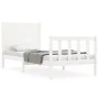 White solid wood bed frame with headboard 100x200 cm by , Beds and slatted bases - Ref: Foro24-3192742, Price: 142,72 €, Disc...