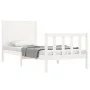 White solid wood bed frame with headboard 100x200 cm by , Beds and slatted bases - Ref: Foro24-3192742, Price: 142,72 €, Disc...