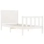 White solid wood bed frame with headboard 100x200 cm by , Beds and slatted bases - Ref: Foro24-3192742, Price: 142,72 €, Disc...