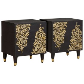 Cabinet de noche con puerta 2 pcs Negro 40 x 33 x 46 cm en Mesitas de noche | Comprar online en Foro24