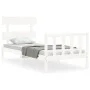 White solid wood bed frame with headboard 100x200 cm by , Beds and slatted bases - Ref: Foro24-3193262, Price: 120,21 €, Disc...