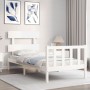 Weißer Massivholzbettrahmen mit Kopfteil 100x200 cm von , Betten und Lattenroste - Ref: Foro24-3193262, Preis: 122,13 €, Raba...