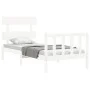 White solid wood bed frame with headboard 100x200 cm by , Beds and slatted bases - Ref: Foro24-3193262, Price: 120,21 €, Disc...