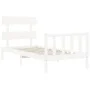 White solid wood bed frame with headboard 100x200 cm by , Beds and slatted bases - Ref: Foro24-3193262, Price: 120,21 €, Disc...