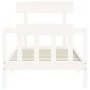White solid wood bed frame with headboard 100x200 cm by , Beds and slatted bases - Ref: Foro24-3193262, Price: 120,21 €, Disc...