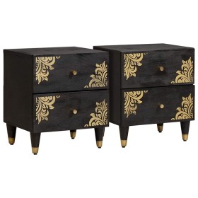 Armario de Noche con cajón 2 pcs Negro 40 x 33 x 46 cm en Mesitas de noche | Comprar online en Foro24